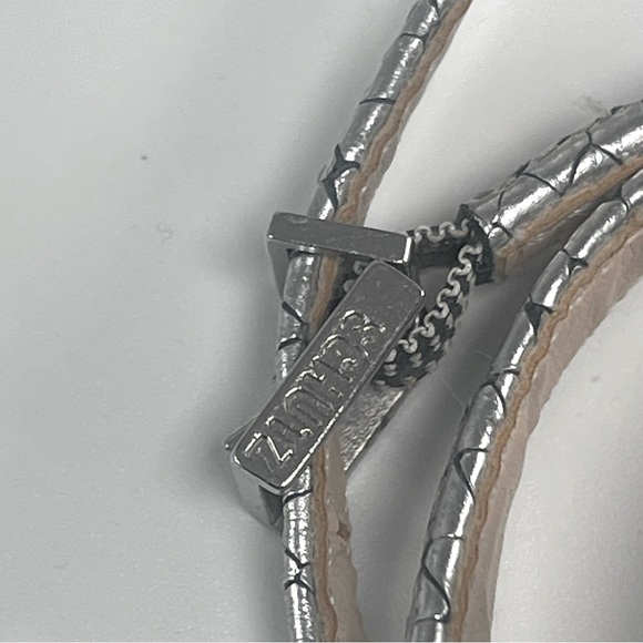 SCHUTZ Ava Rose Silver Leather Slingback Sandals 7B - Picture 8 of 11